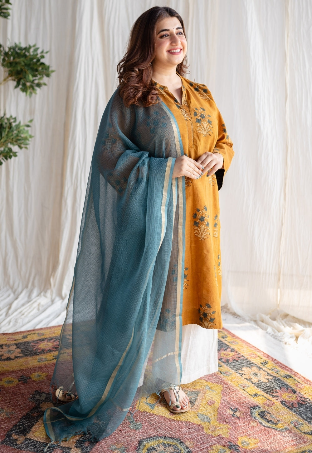 Blue Kota Doria Cotton Dupatta