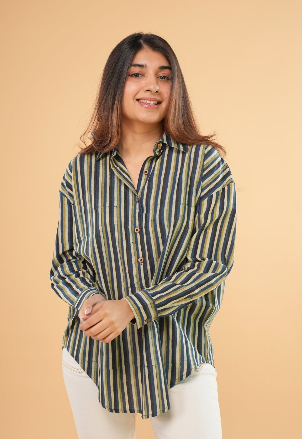 Ruhi Blue Ajrakh Cotton Straight Shirt