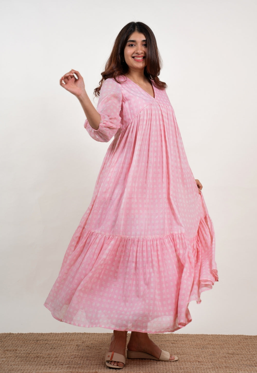 Alice Pink Batik MulMul A Line Dress
