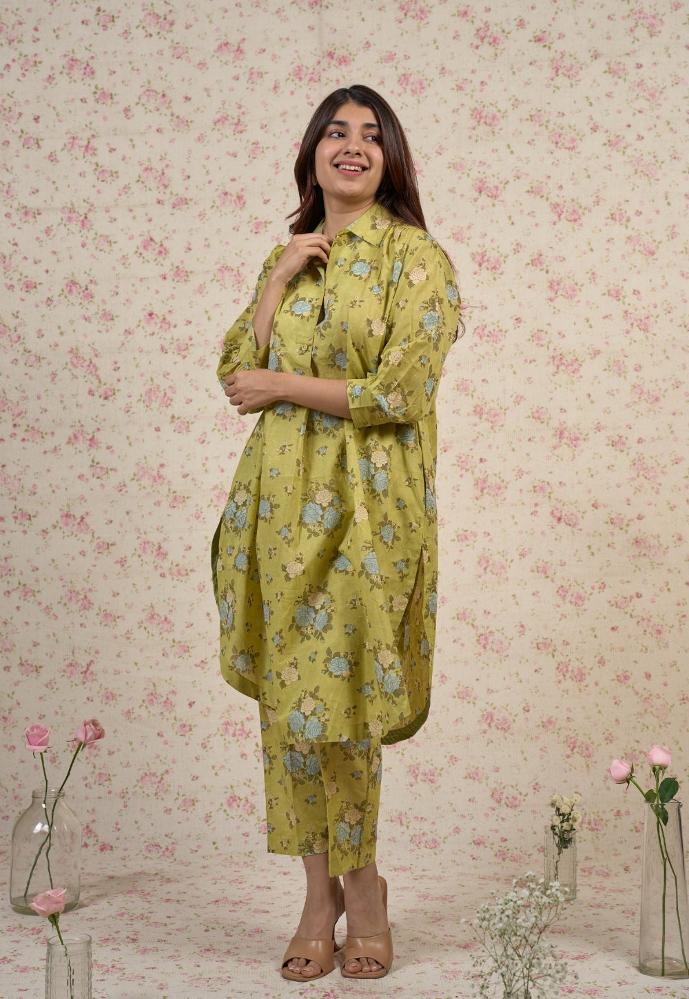 Grace Sanganeri Mul Cotton Straight Co-Ord Set