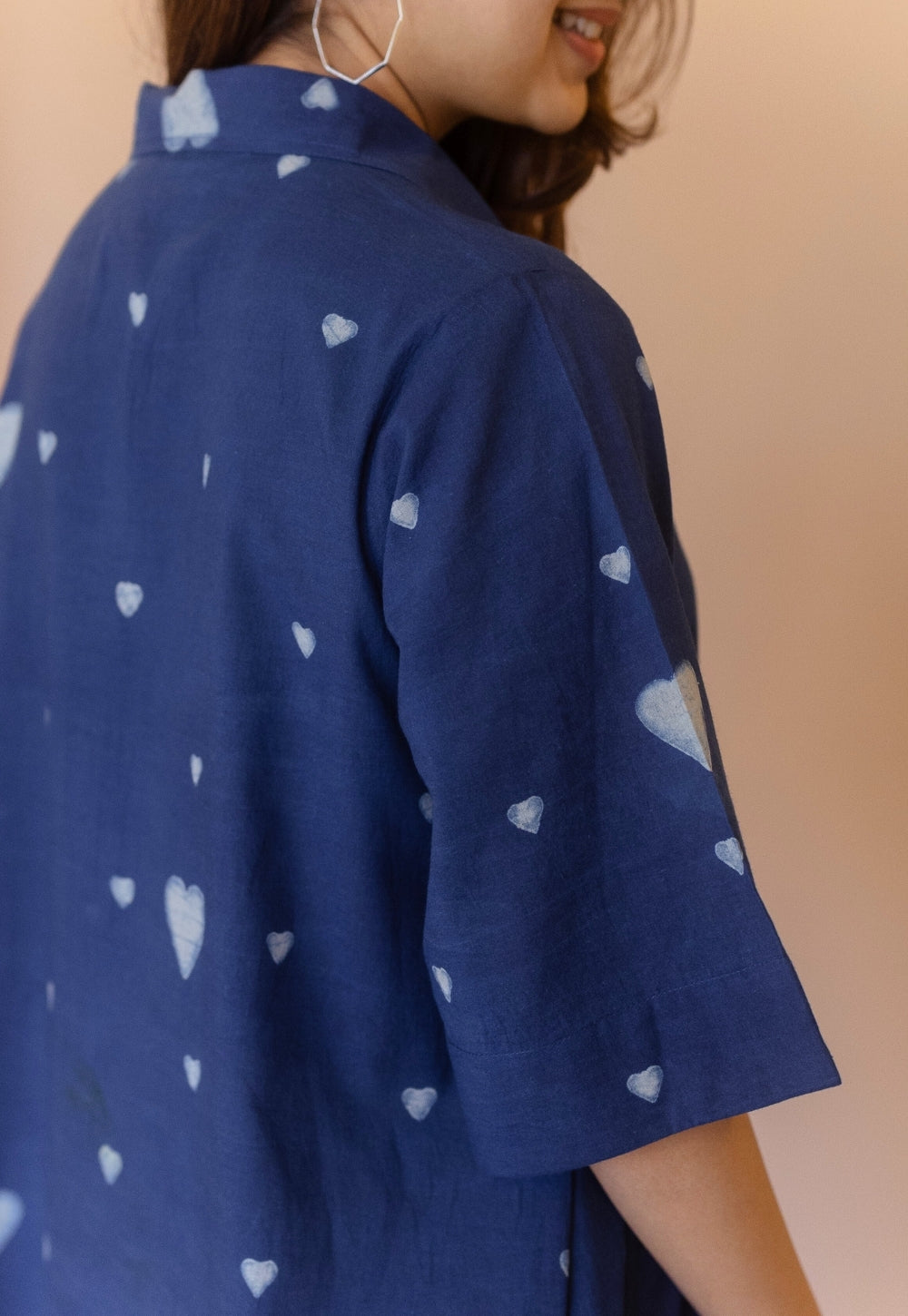 Mahima Blue Dabu Cotton A Line Dress