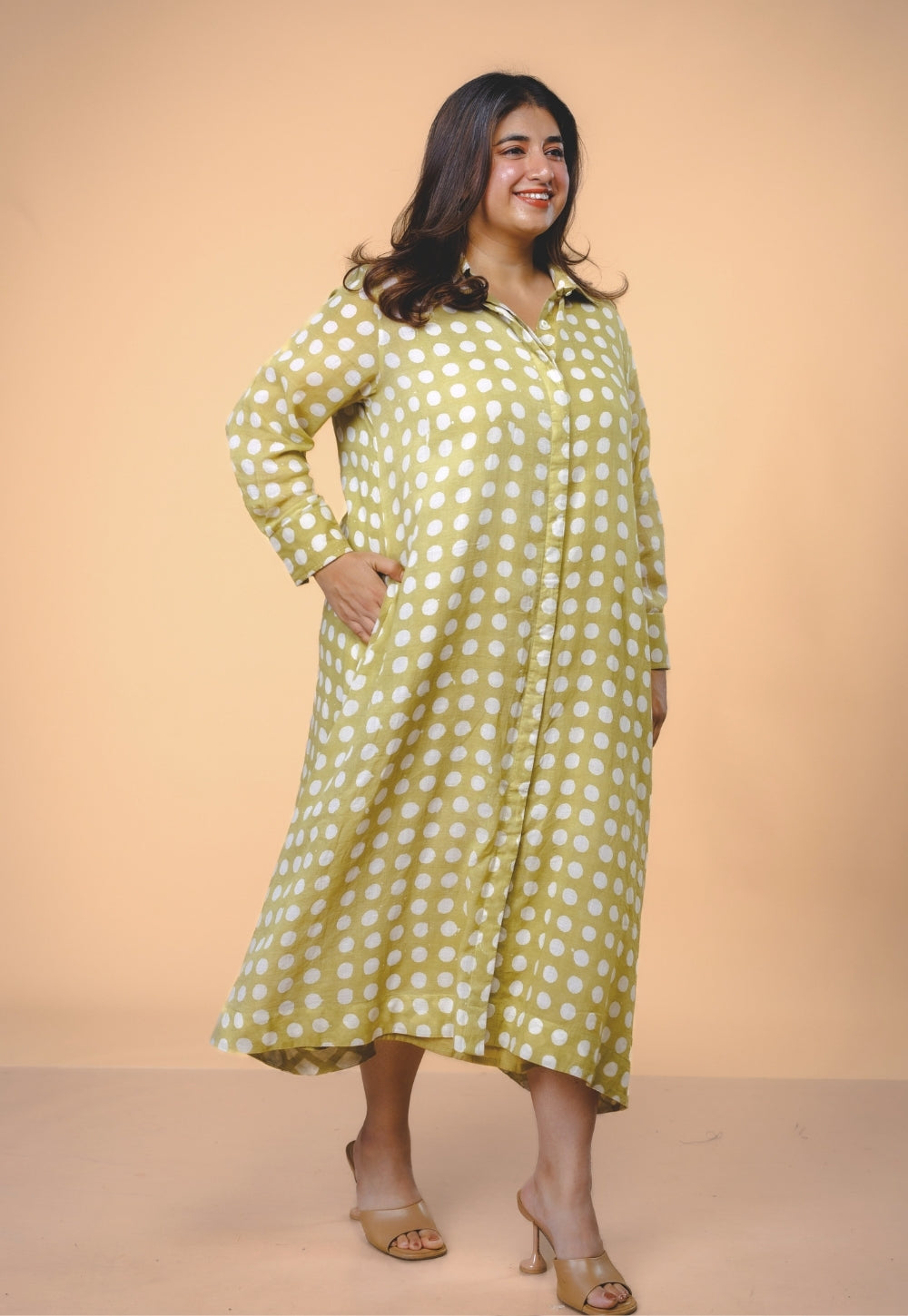 Samia Green Batik MulMul A Line Dress