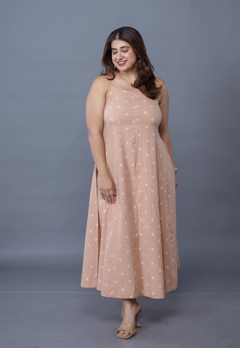 Sanah Pink Bandhani Cotton Kali Dress
