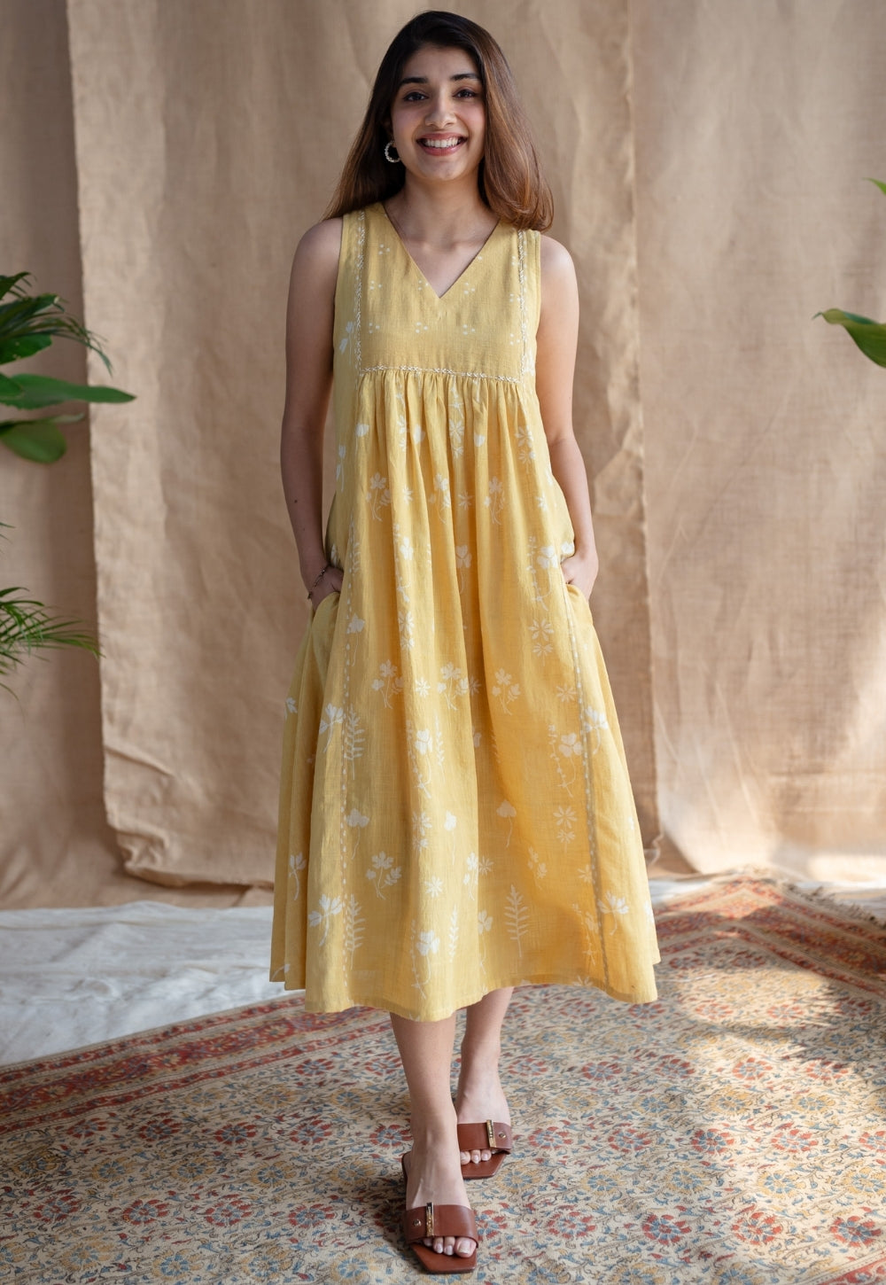 Shyza Dabu Slub Cotton Hand Embroidered Dress