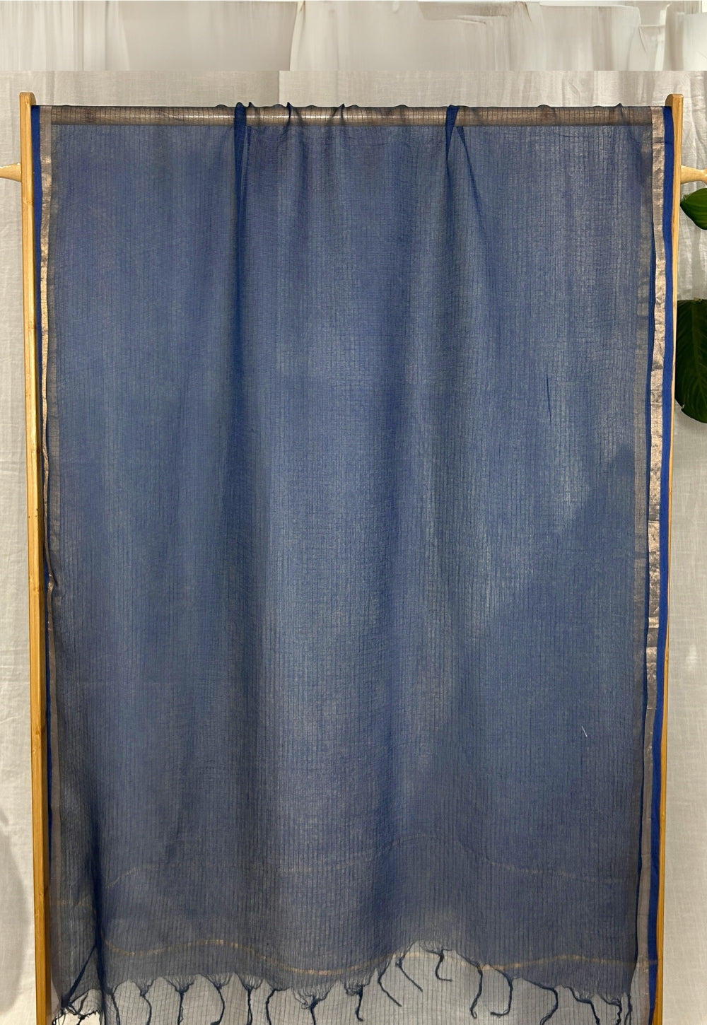 Indigo Zari Border Kota Doria Cotton Dupatta
