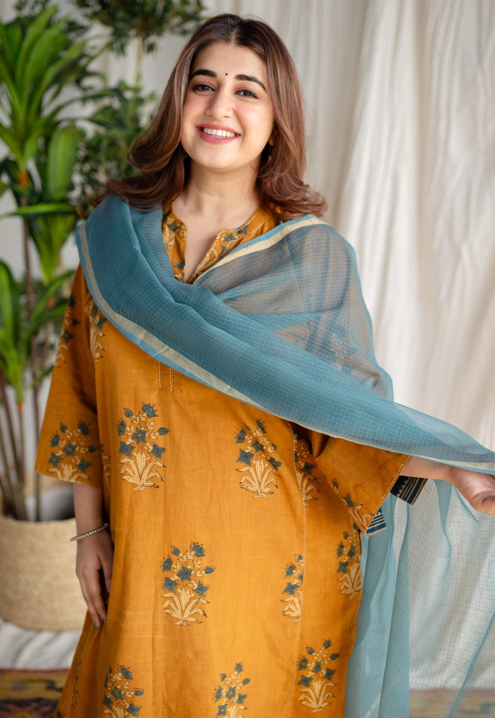 Blue Kota Doria Cotton Dupatta