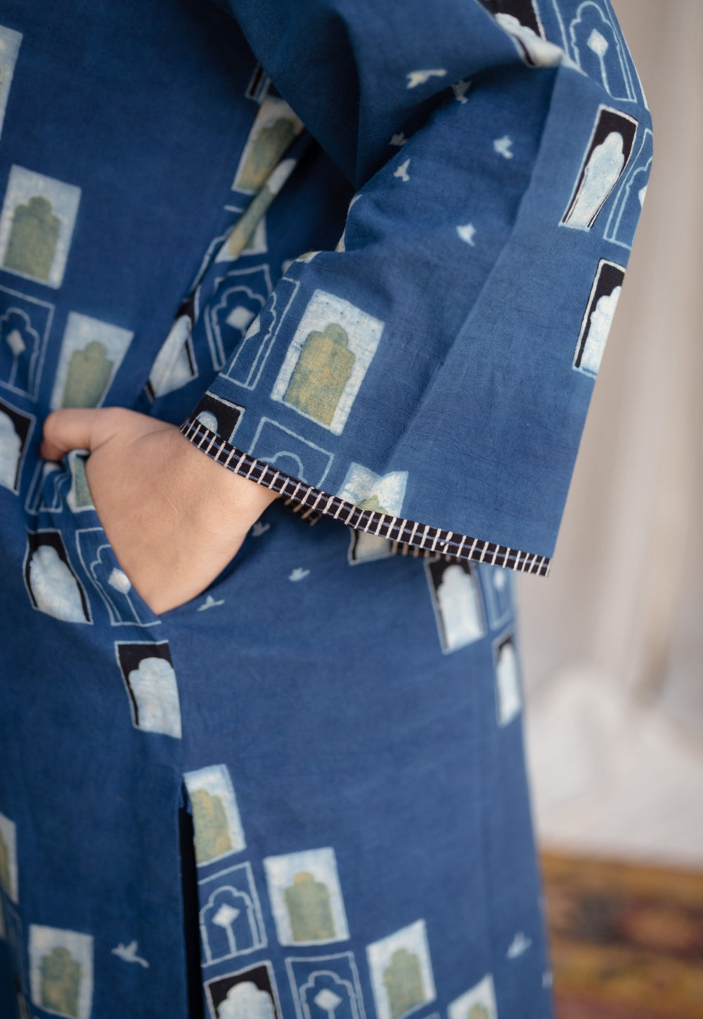 Jaipur Jharoka Ajrakh Cotton Kurta