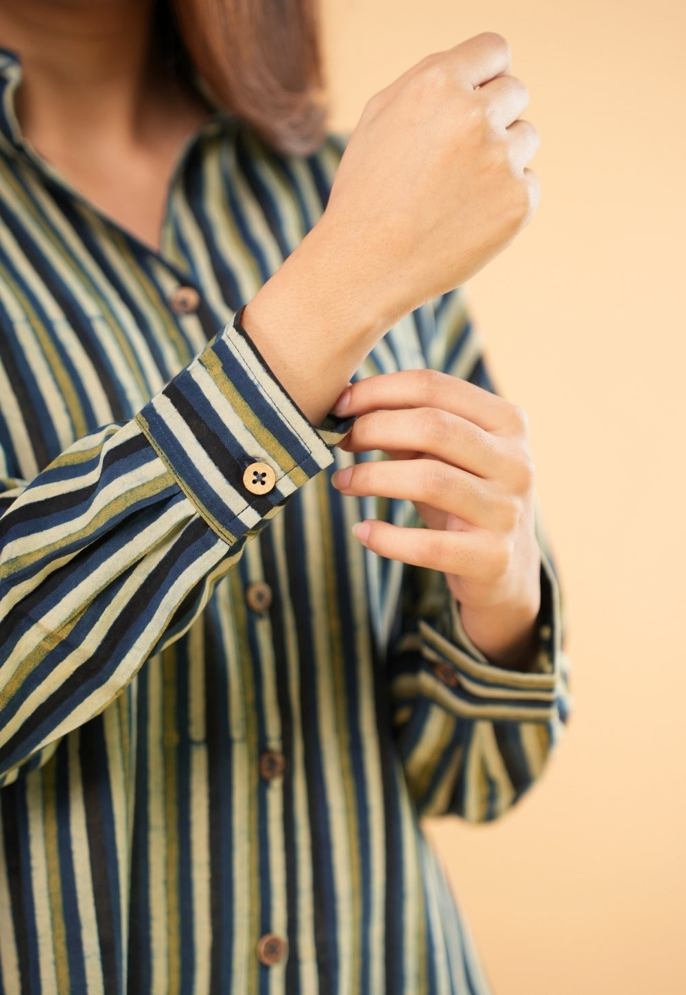 Ruhi Blue Ajrakh Cotton Straight Shirt