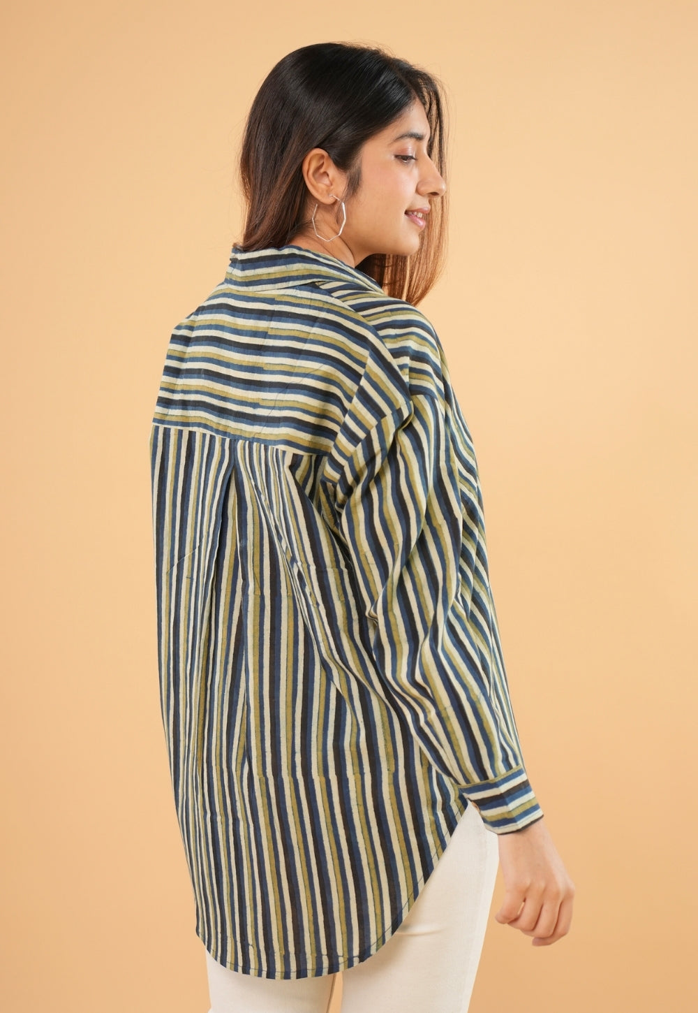 Ruhi Blue Ajrakh Cotton Straight Shirt