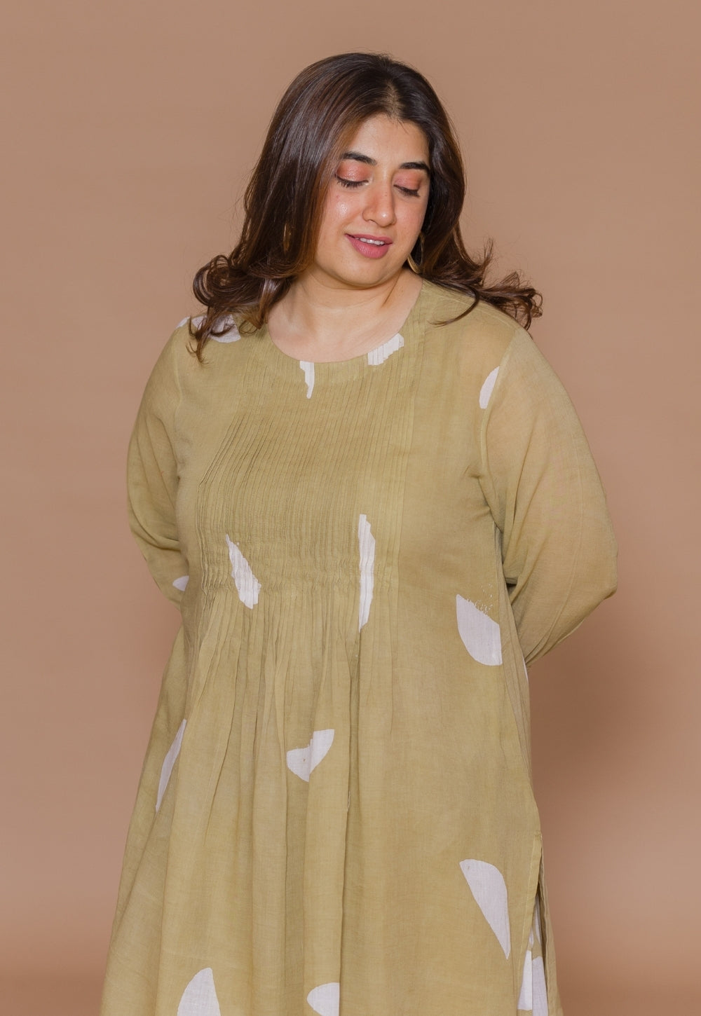 Yusra Green Batik MulMul Straight Kurta