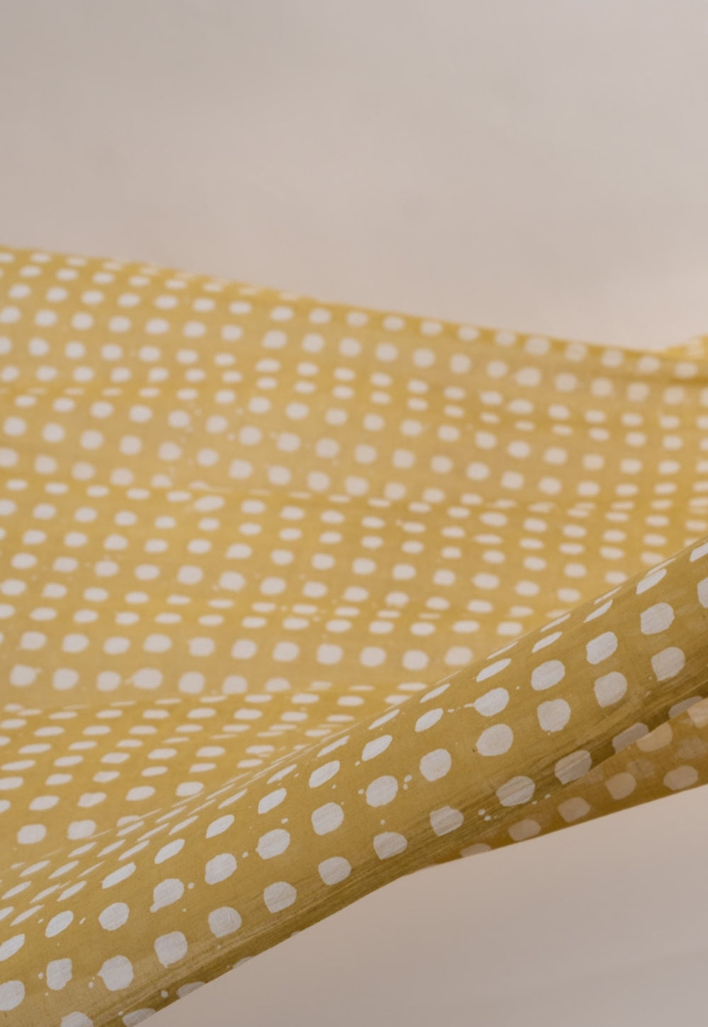 Green Dots Batik Handblock Printed Mul Fabric