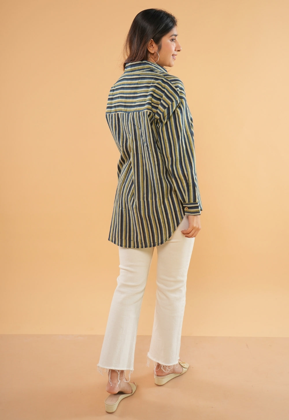 Ruhi Blue Ajrakh Cotton Straight Shirt