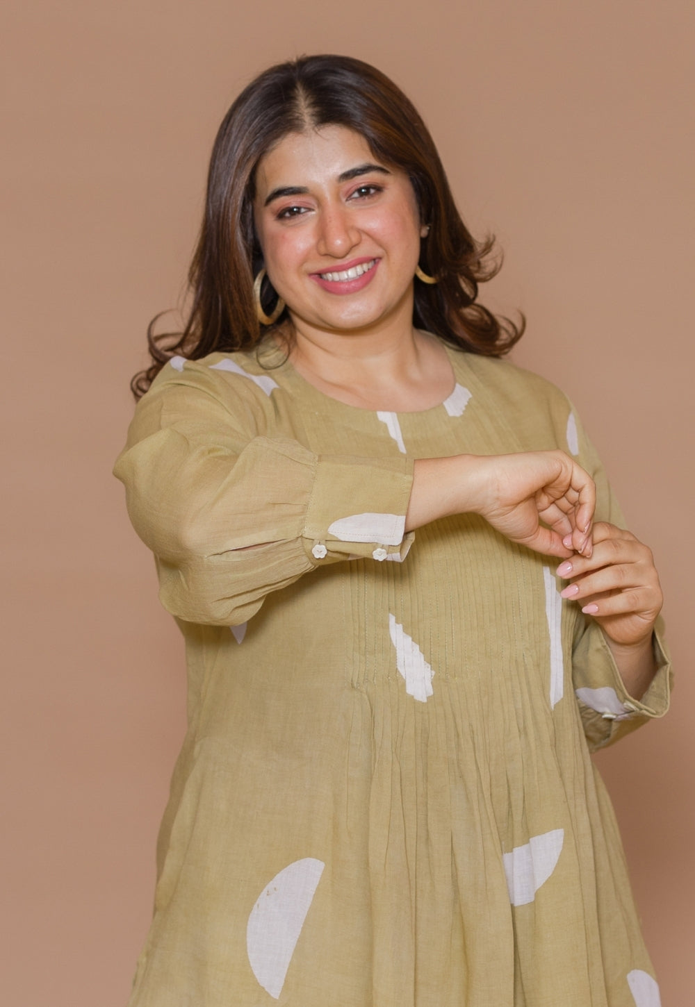 Yusra Green Batik MulMul Straight Kurta