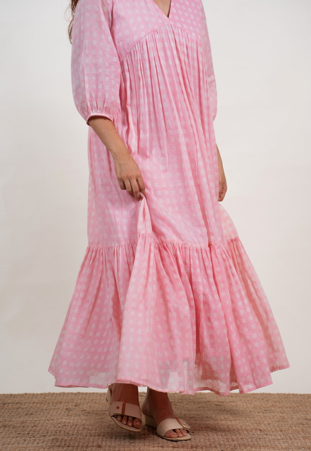 Alice Pink Batik MulMul A Line Dress