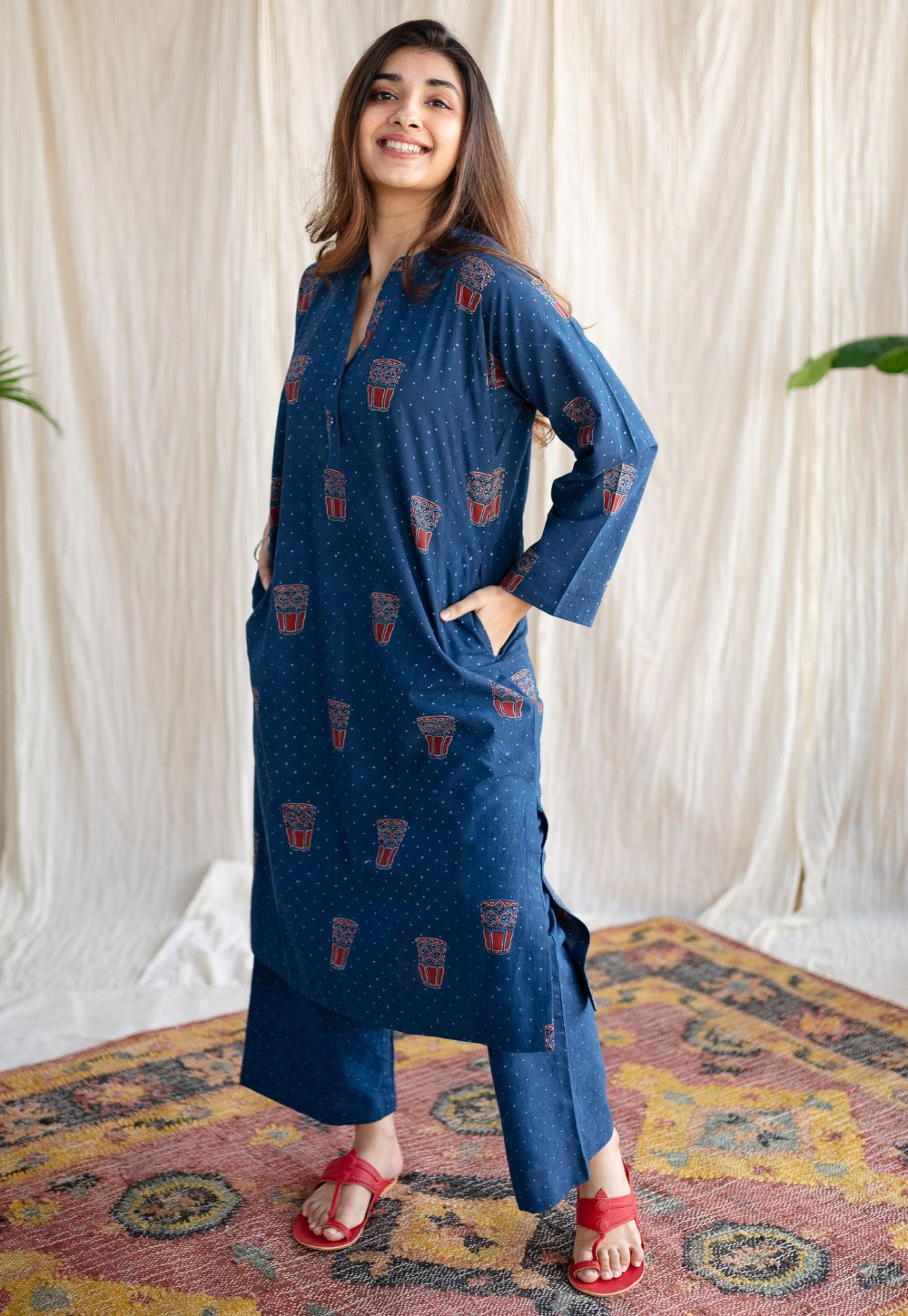 Bombay Irani Chai Indigo Ajrakh Cotton Kurta