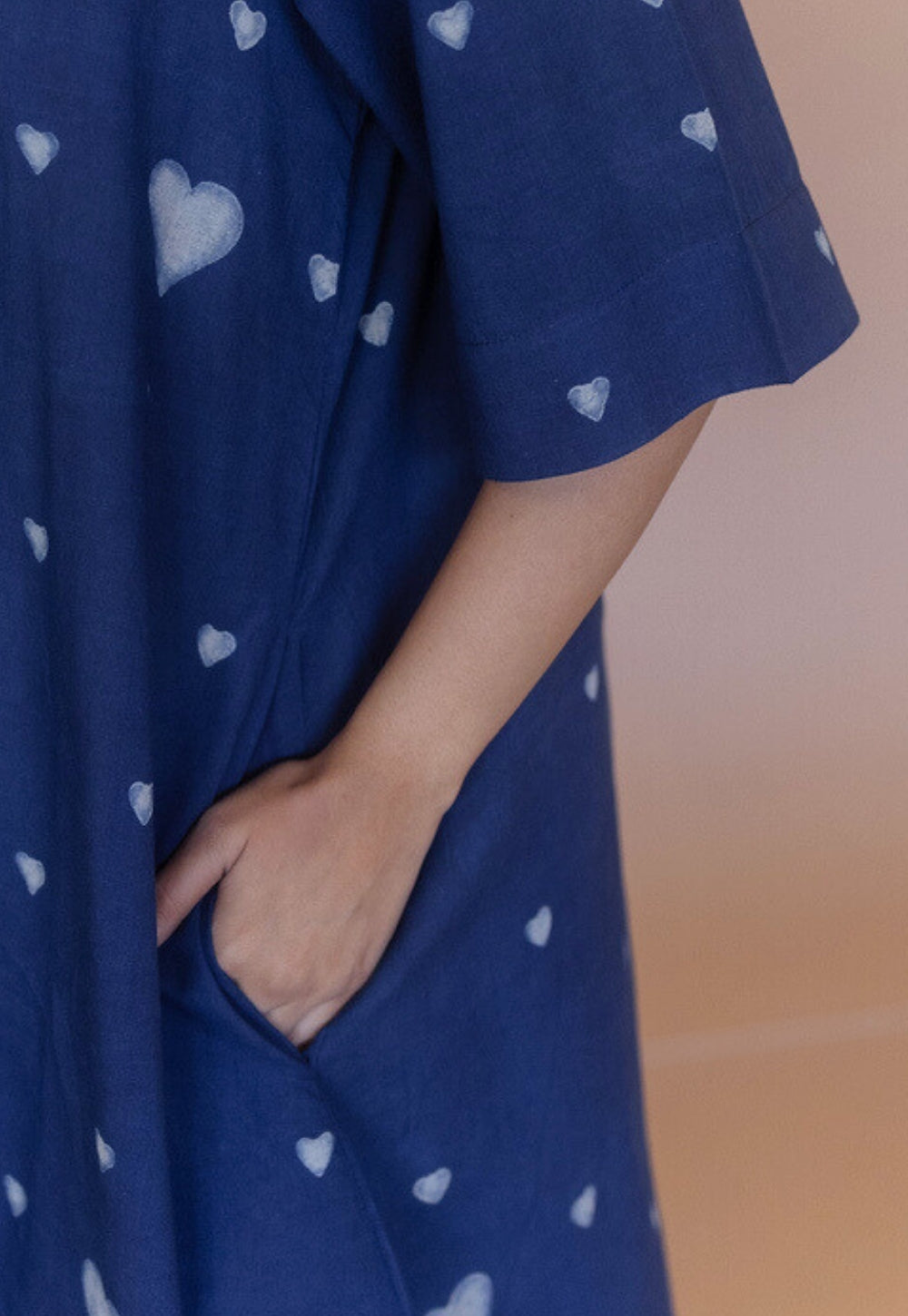 Mahima Blue Dabu Cotton A Line Dress