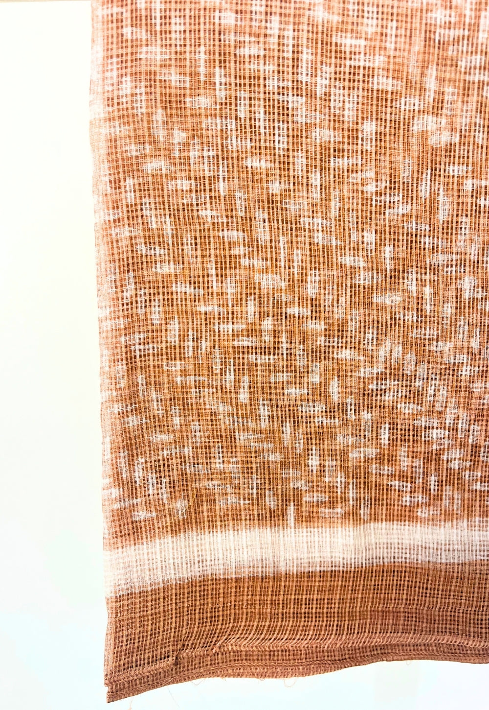 Orange Leaf Hand Block Print Kota Doria Cotton Dupatta