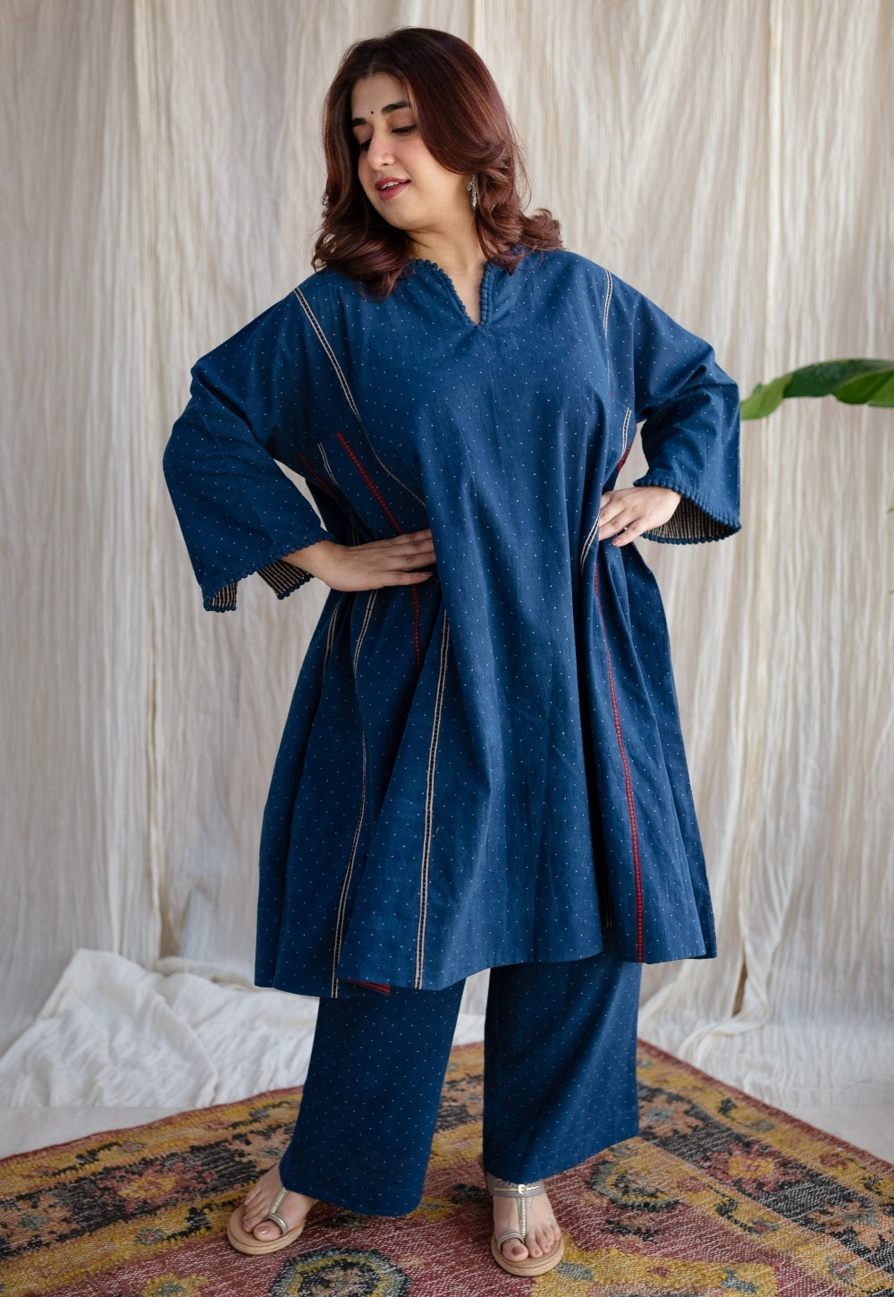 Boond Ajrakh Dotted Indigo Cotton Pant