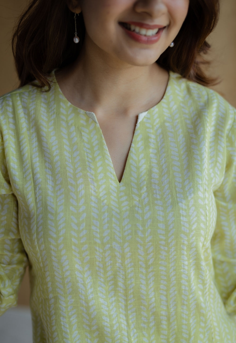 Malika Lime Green Hand Block Print Slub Cotton Kali Kurta with Hand Embroidery