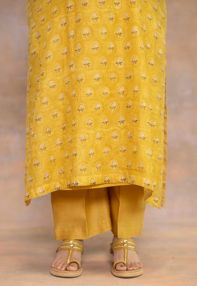 Yashi Yellow Solid Chanderi Silk Straight Pant