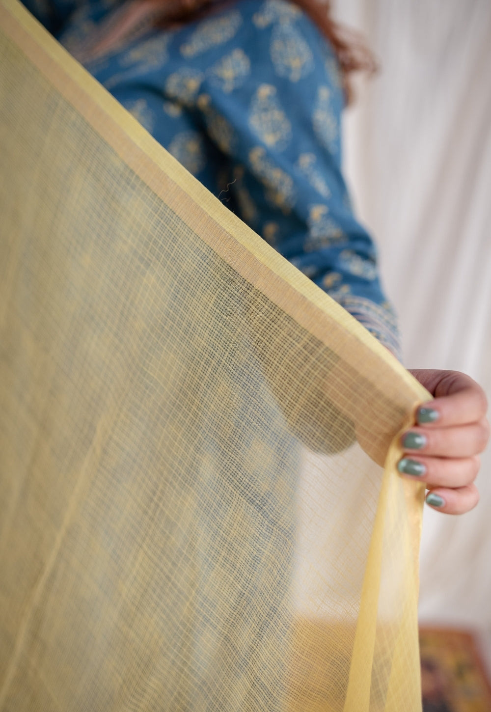 Lemon Yellow Kota Doria Cotton Dupatta