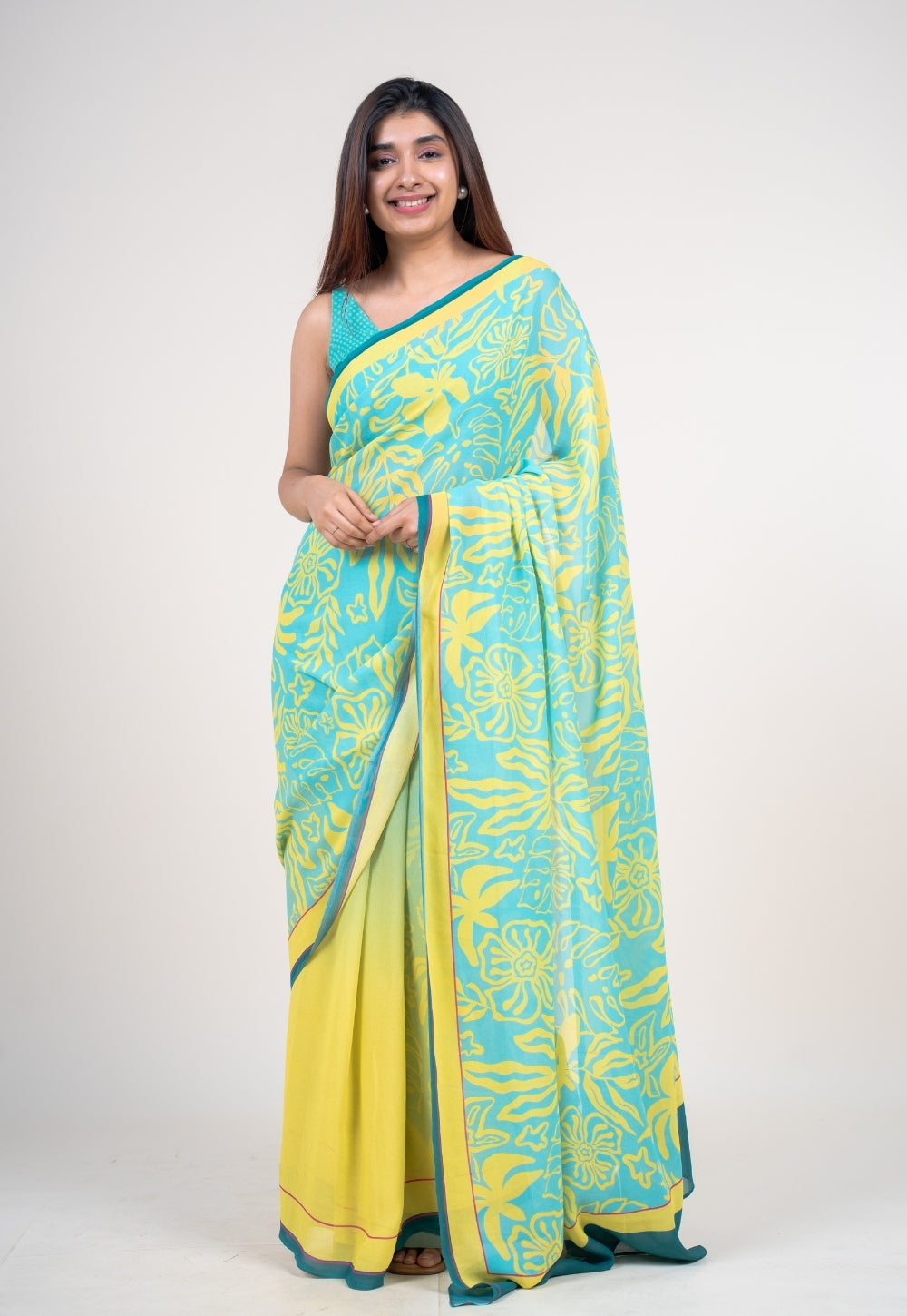 Mrinal Mint Green Georgette Printed Saree
