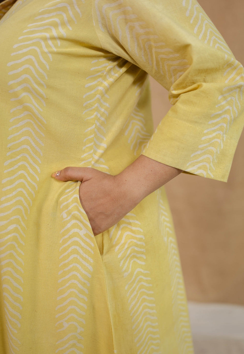 Dharmi Yellow Batik Cotton A Line Kurta