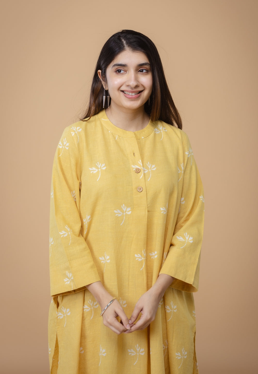 Ayaat Yellow Dabu Slub Cotton Anti-Fit Co-ord Set
