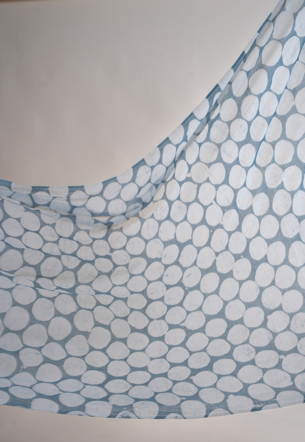 Blue Seamless Pattern Batik Handblock Printed Mul Fabric