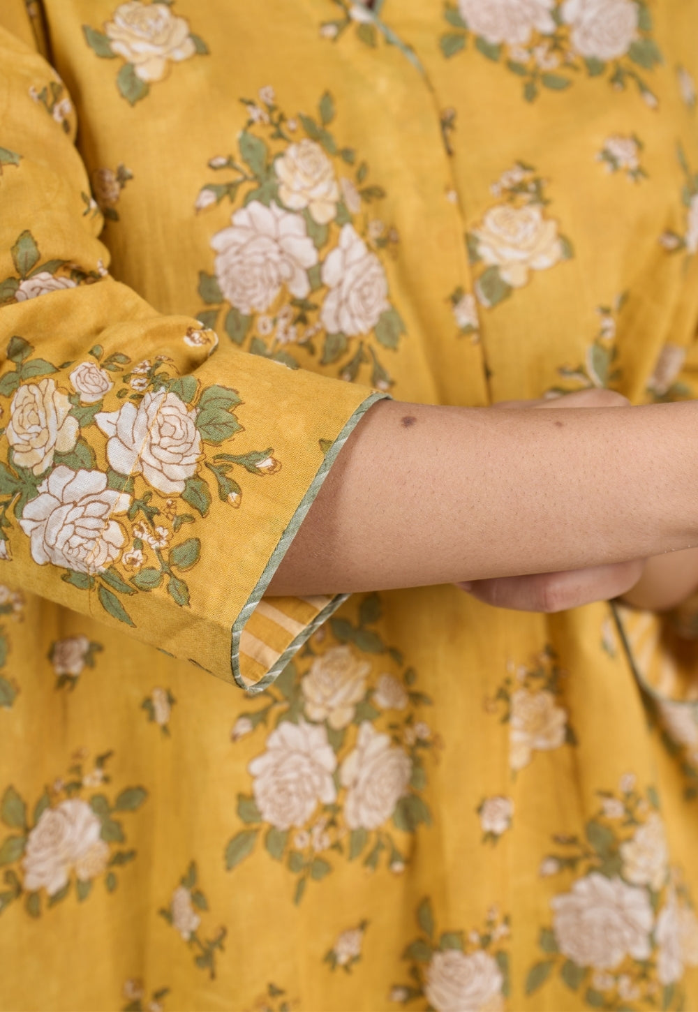 Hazel Yellow Sanganeri Mul Cotton Straight Kurta