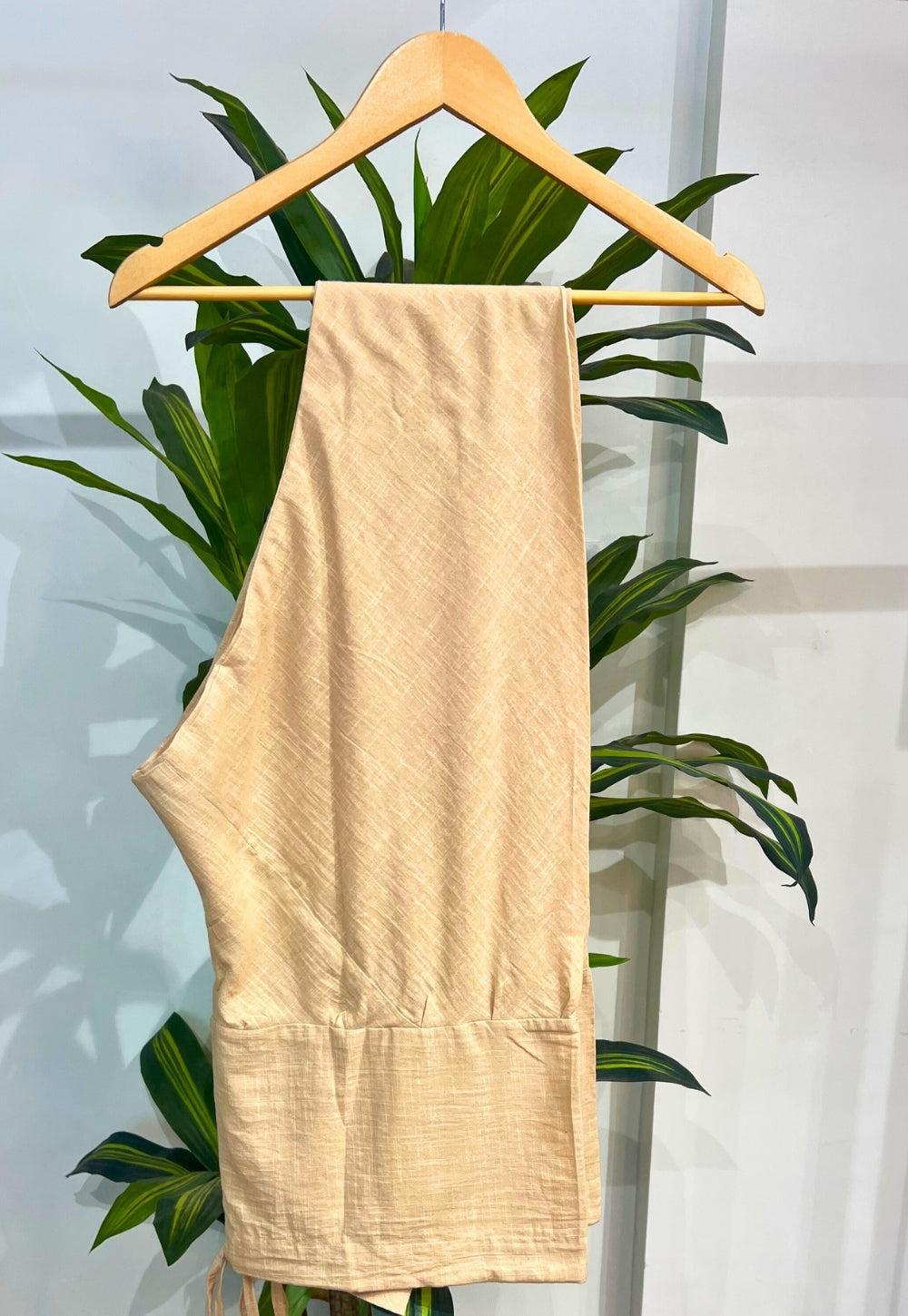 Miral Cream Solid Slub Cotton Churidar
