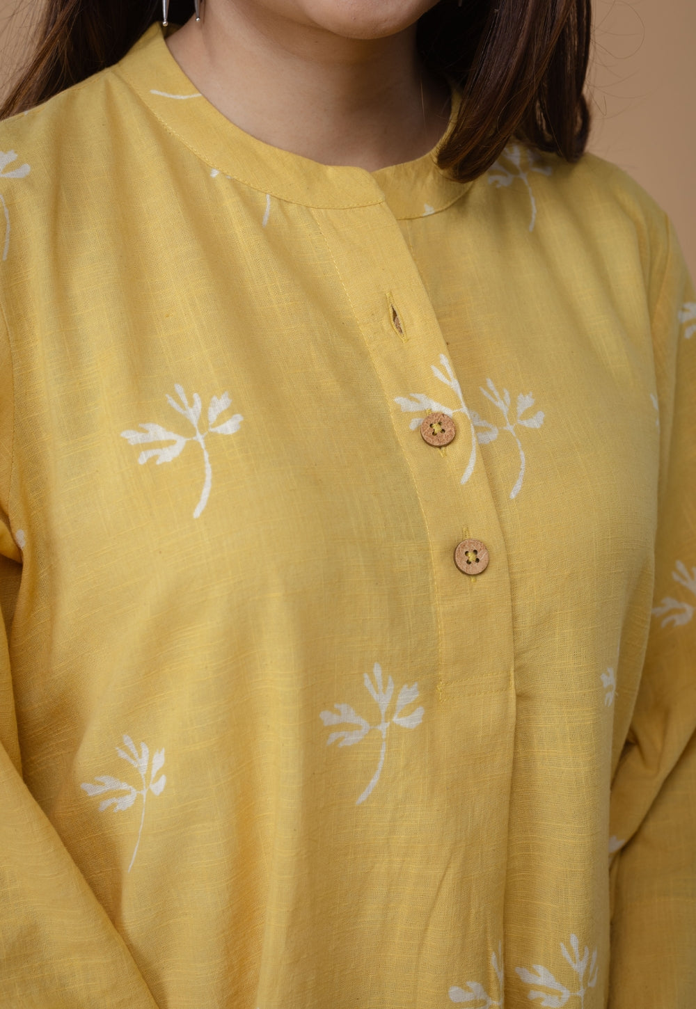 Ayaat Yellow Dabu Slub Cotton Anti-Fit Co-ord Set