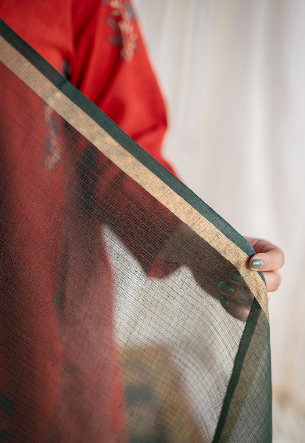 Dark Green Kota Doria Cotton Dupatta