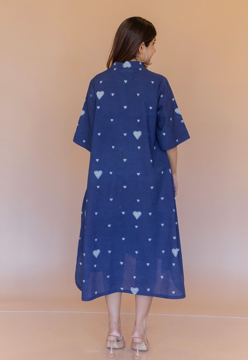 Mahima Blue Dabu Cotton A Line Dress
