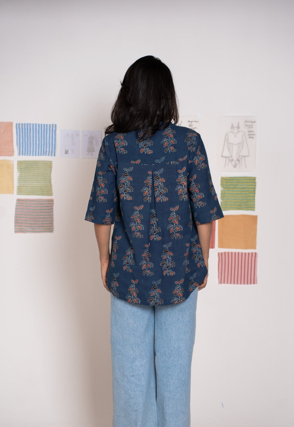 Ruby Blue Ajrakh Cotton A Line Short Top