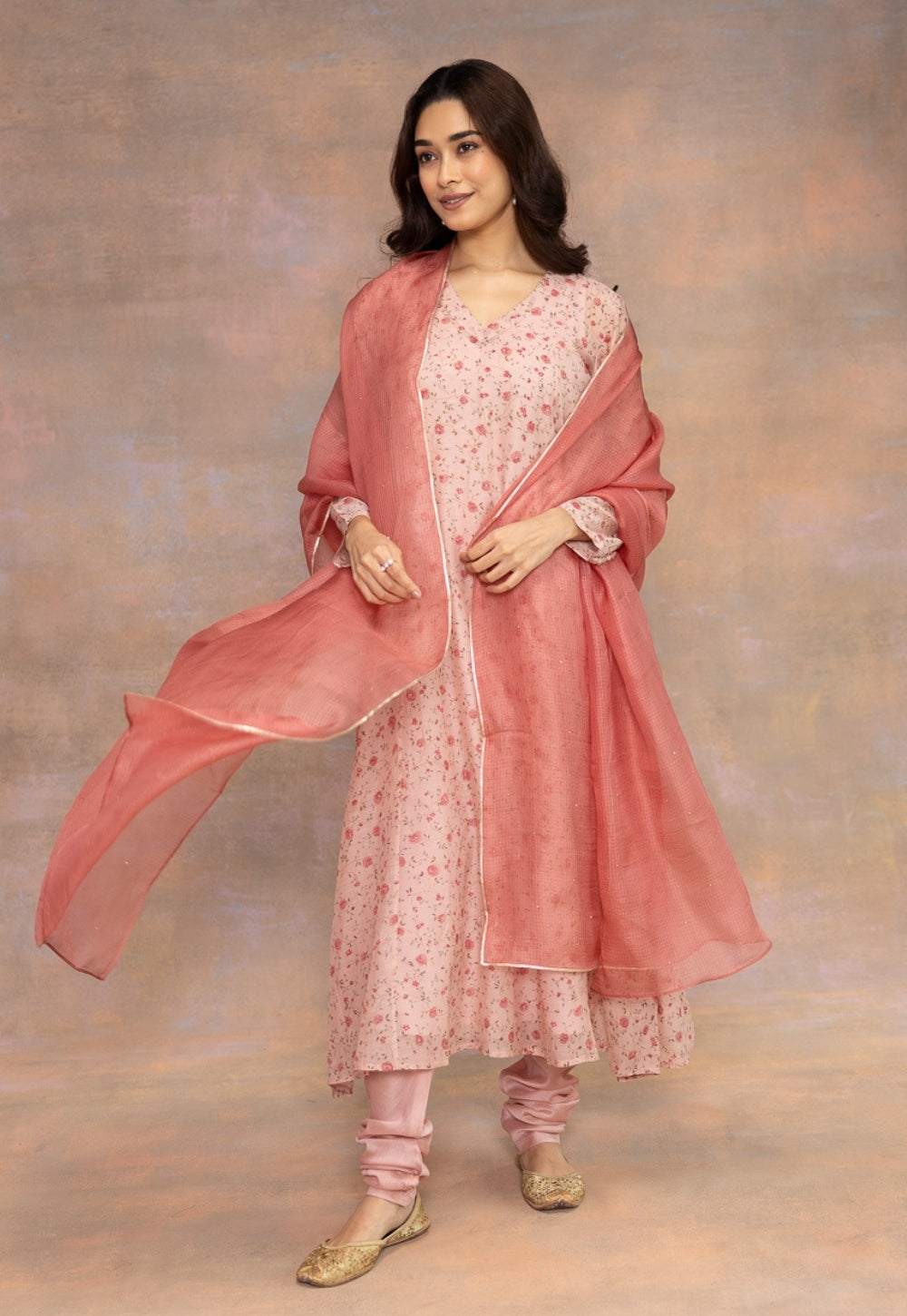 Miral Pink Solid Cotton Satin Churidar