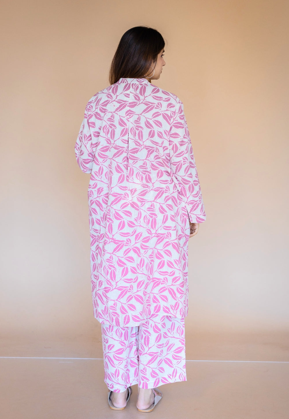 Ayaat Pink Hand Block Print Slub Cotton Straight Co-Ord Set