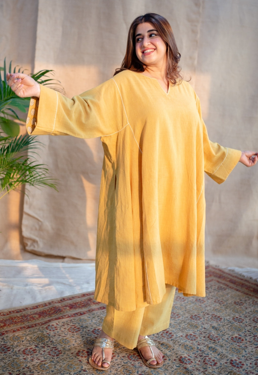 Nyra Slub Cotton Embroidered Jhabba Kali Kurta