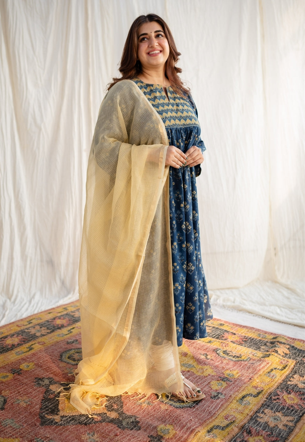 Yellow Kota Doria Cotton Dupatta