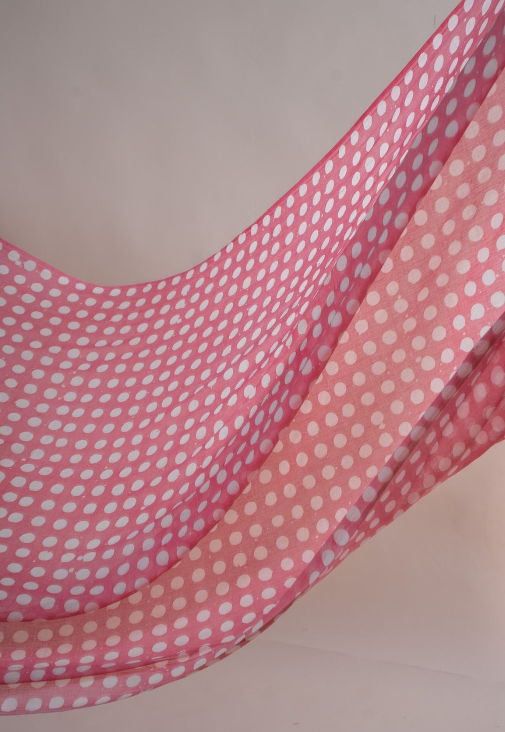 Pink Polka Dots Batik Mul Fabric.