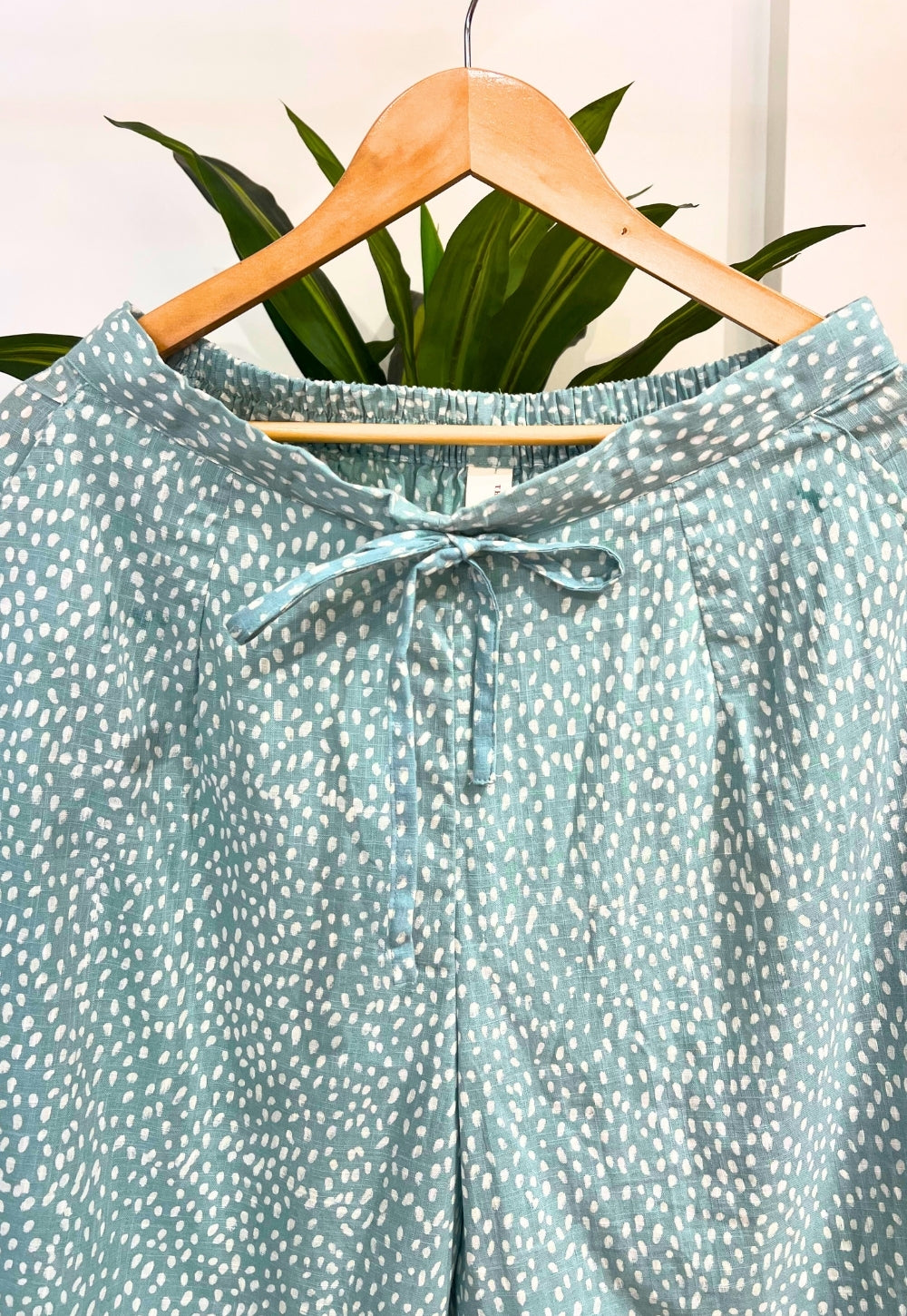 Yashi Blue Hand Block Print Slub Cotton Straight Pant