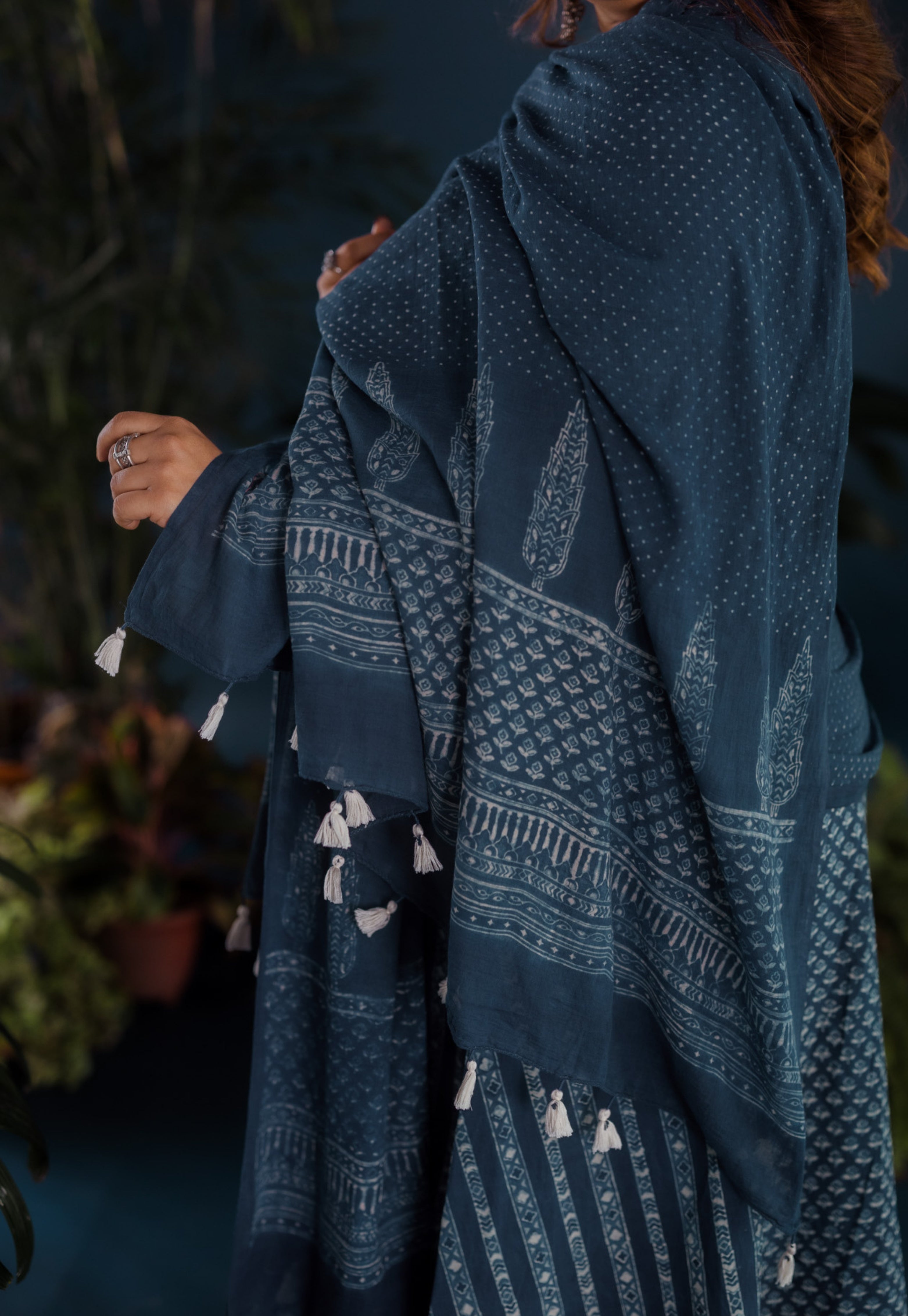 Blue Butta Ajrakh Mul Cotton Dupatta