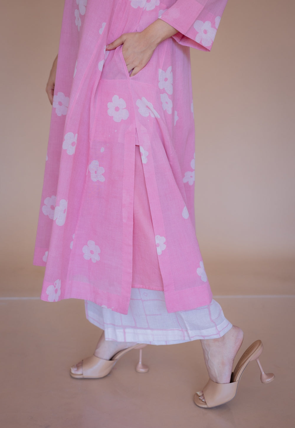 Aqsa Pink Batik MulMul Wide Pant