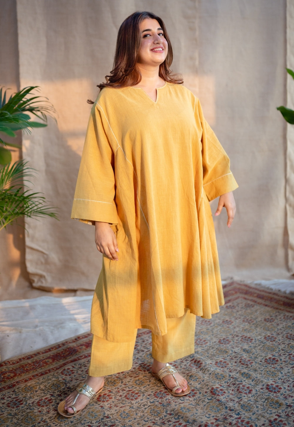 Nyra Slub Cotton Embroidered Jhabba Kali Kurta