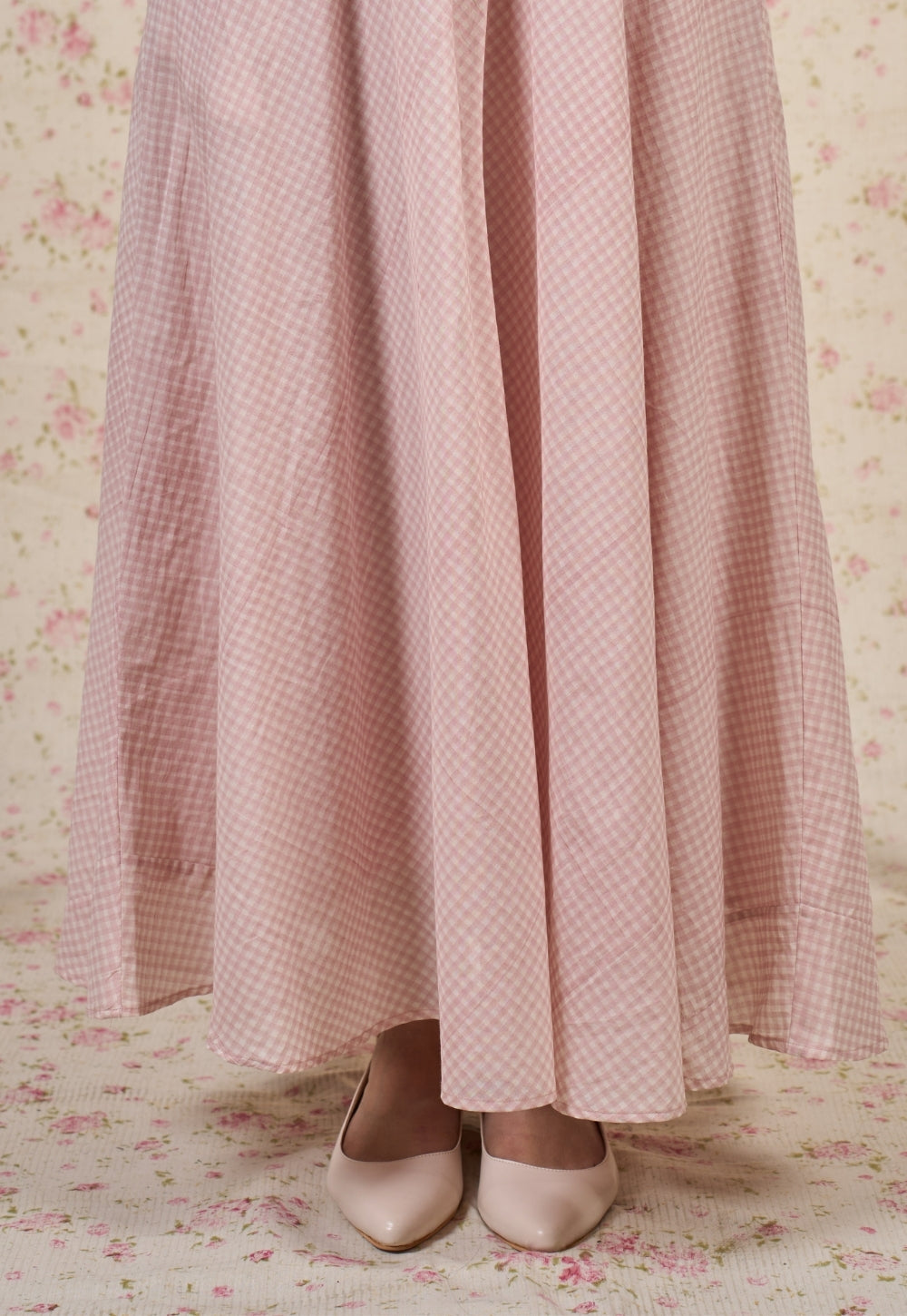 Eva Pink Sanganeri Mul Cotton A Line Dress