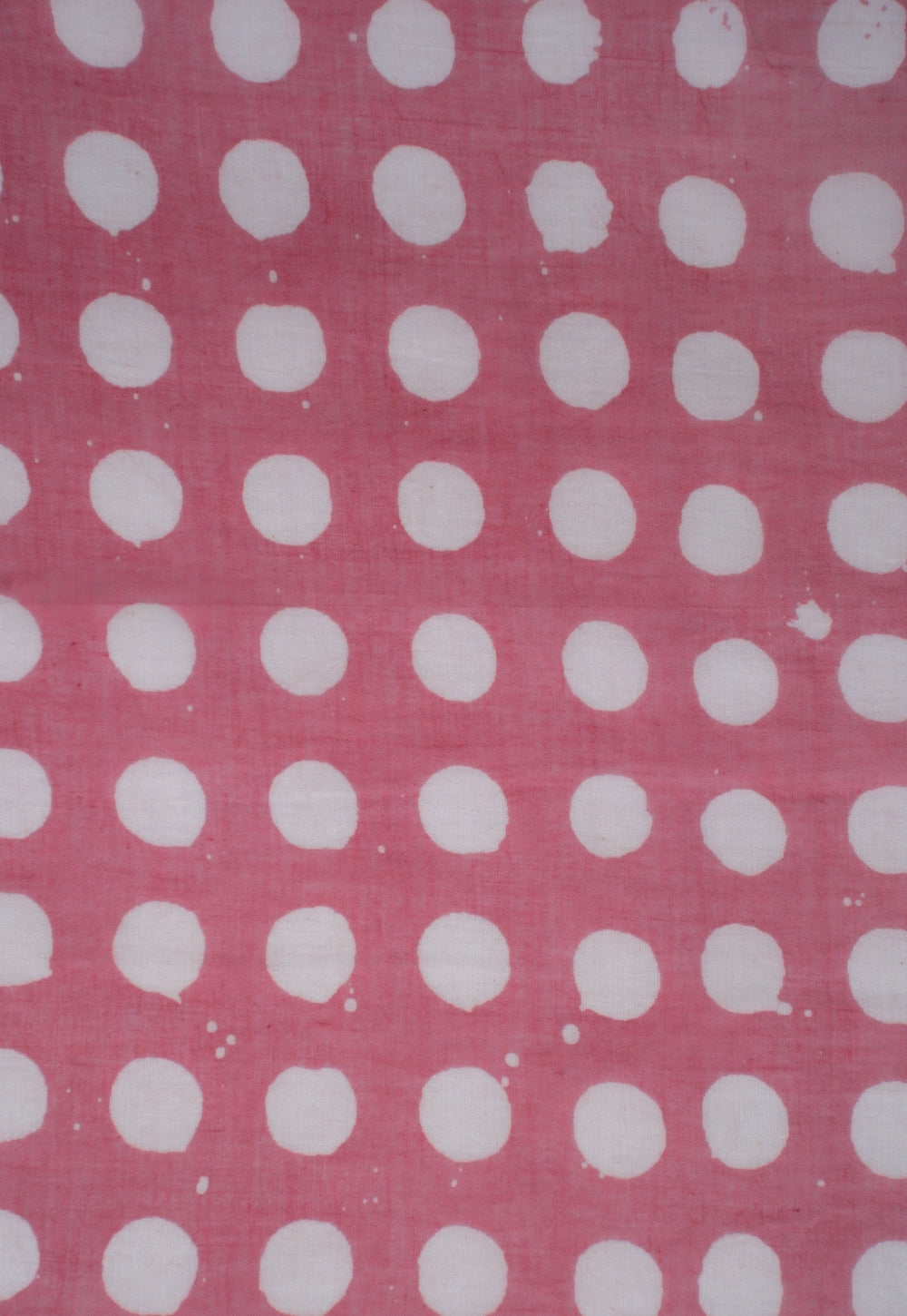 Pink Polka Dots Batik Mul Fabric.
