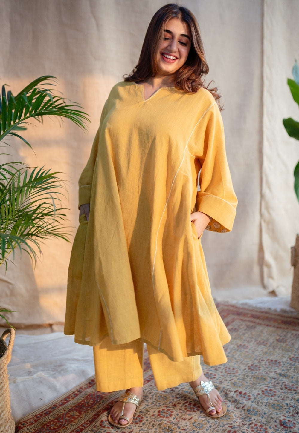 Nyra Slub Cotton Embroidered Jhabba Kali Kurta