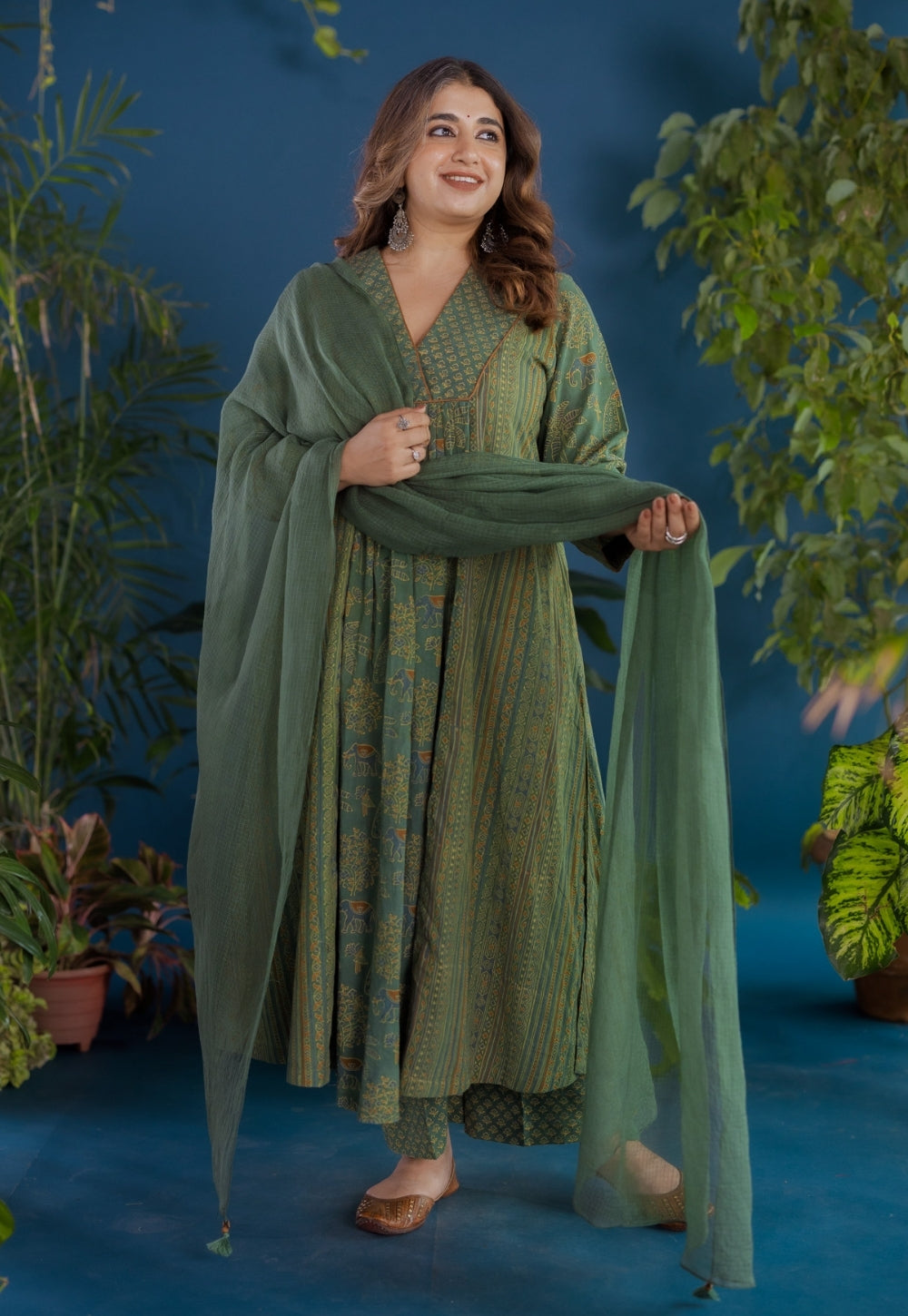 Green Solid Kota Doria Cotton Dupatta