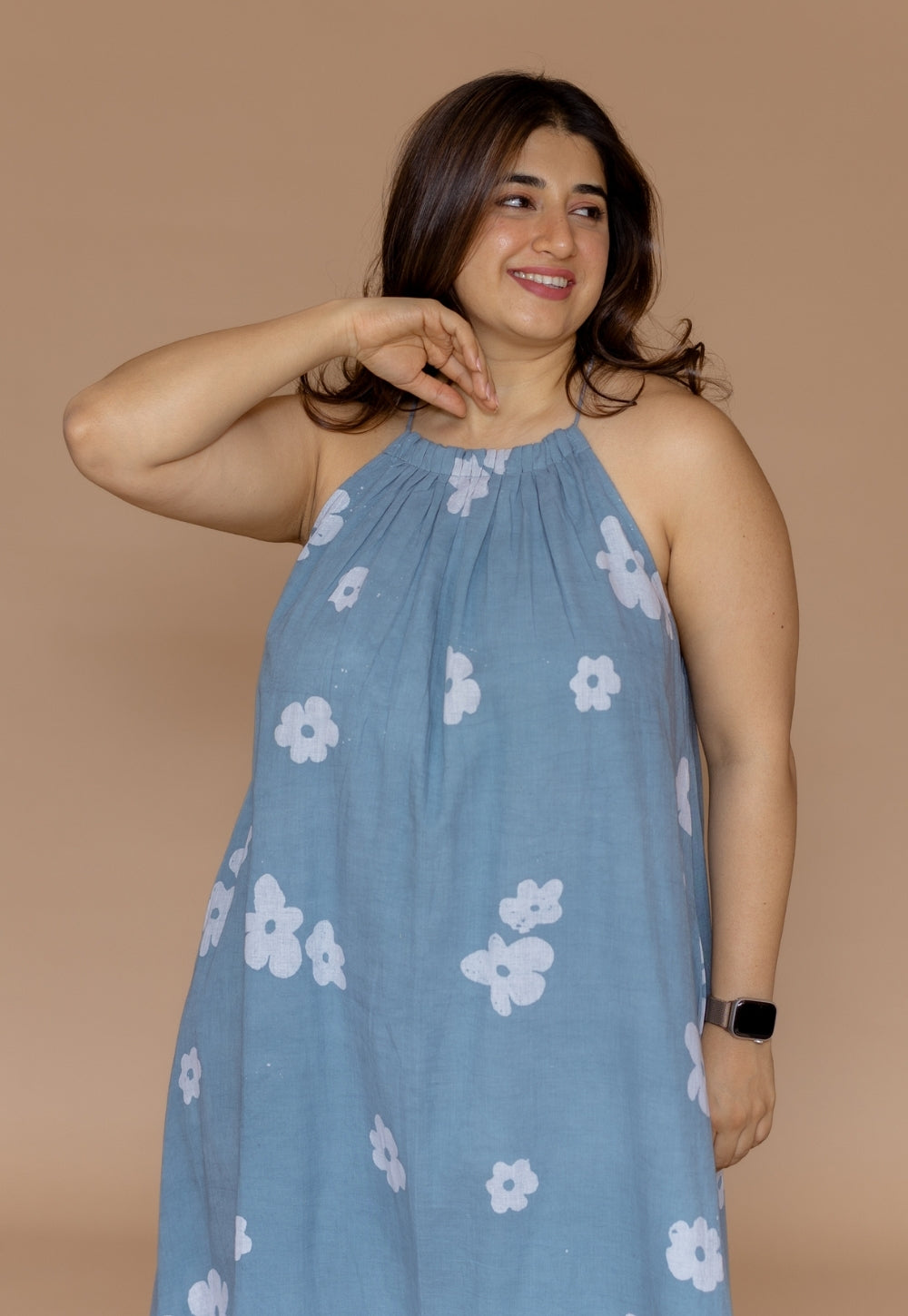 Zinal  Blue Batik MulMul A Line Dress