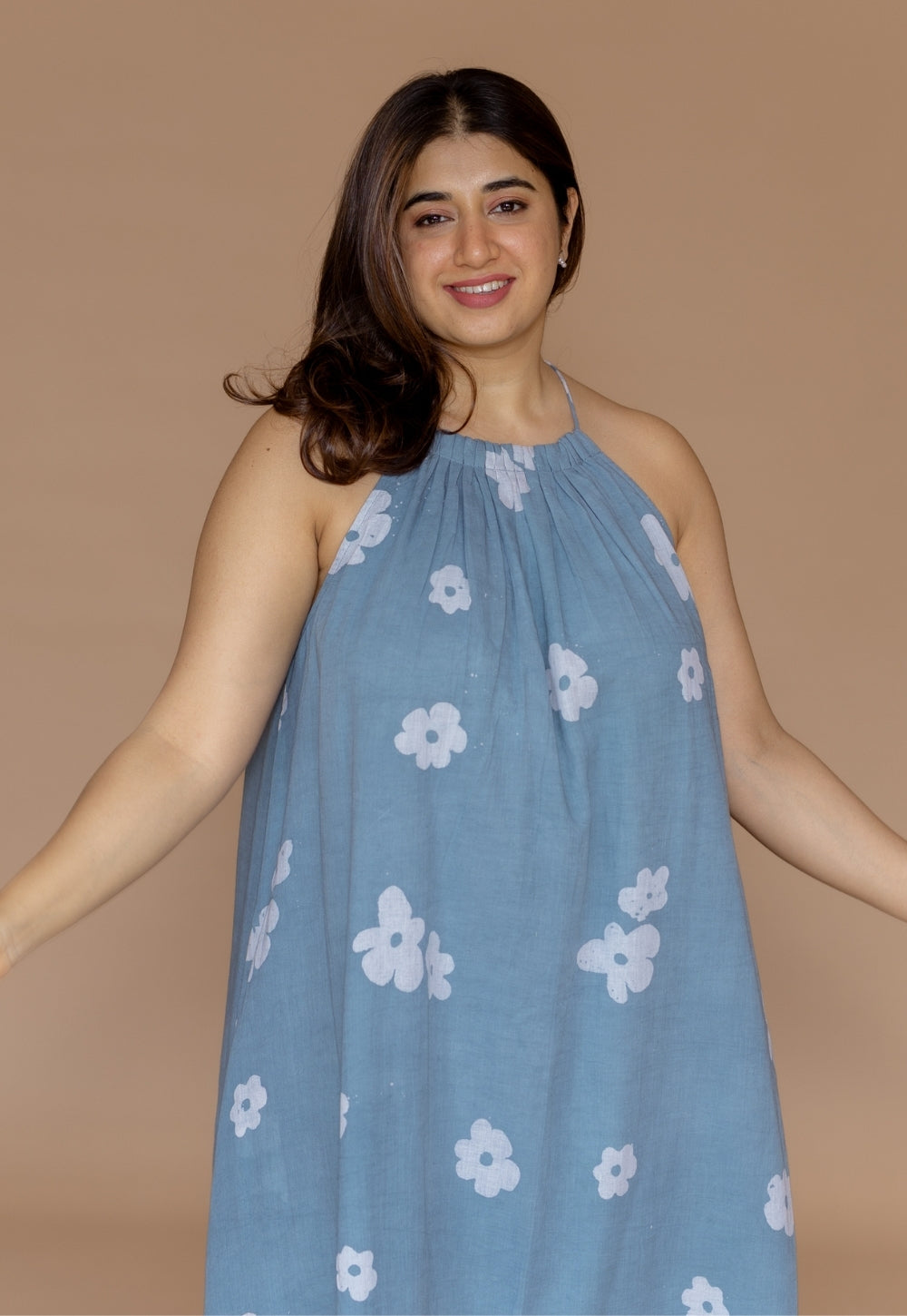 Zinal  Blue Batik MulMul A Line Dress